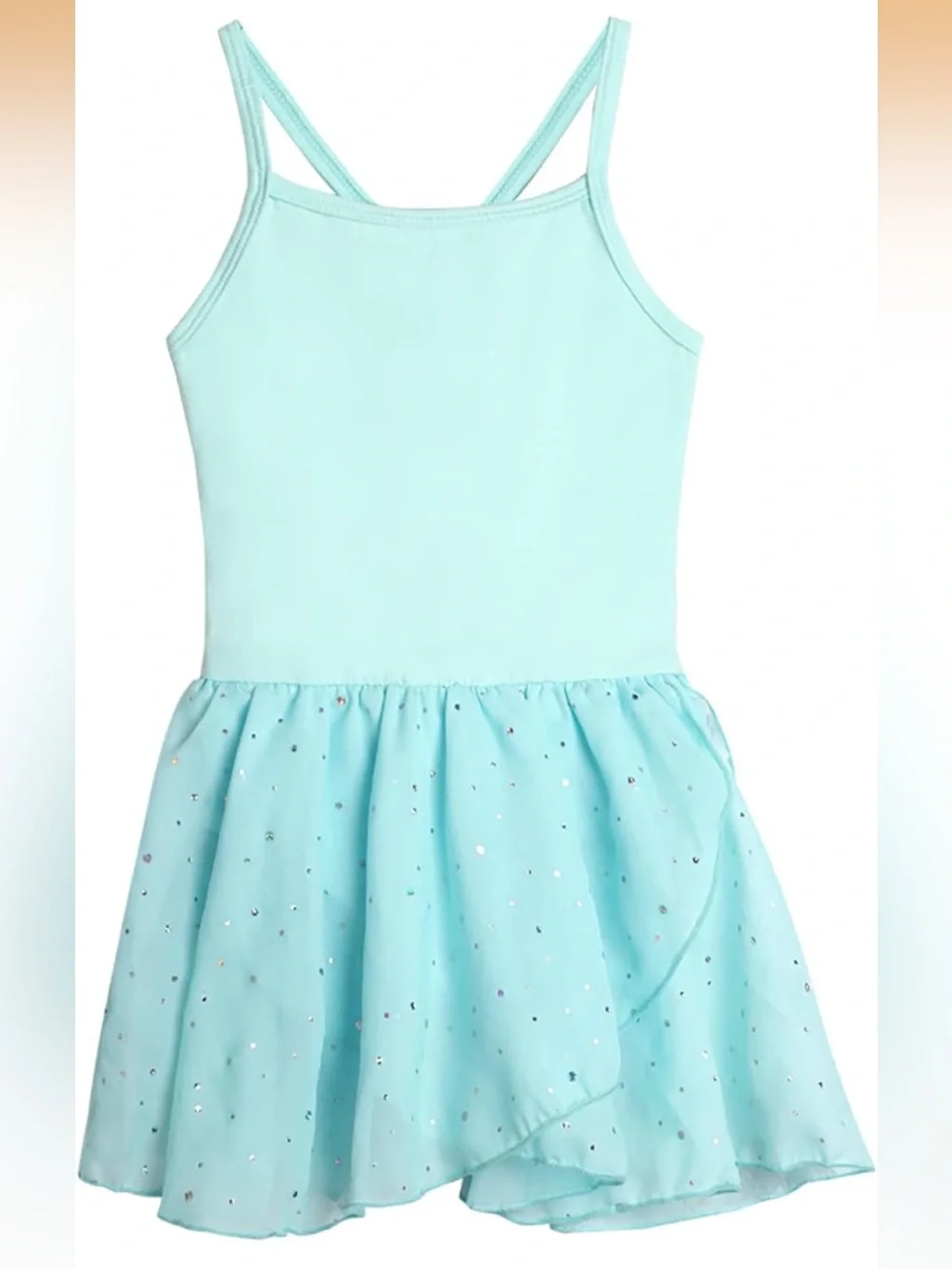 NWT Kids Aqua Tulle Leotard Dress with Sparkle